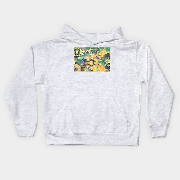 Yellow floral pattern Kids Hoodie by PersianFMts